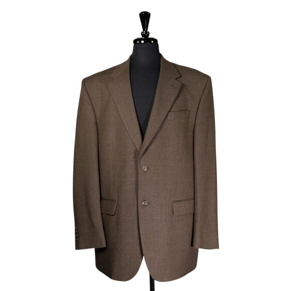 Ralph Lauren Mens Blazer Brown Lambswool Herringbone Lined Jacket Sport Coat 44L